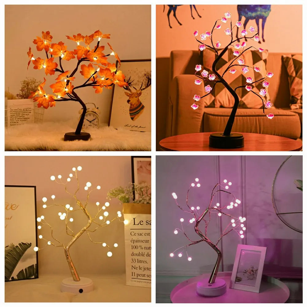 LED Night Lights Mini Christmas Tree Table Lamp Garland Fairy String Light Kid Gifts Home Indoor Room Decor Christmas Decoration