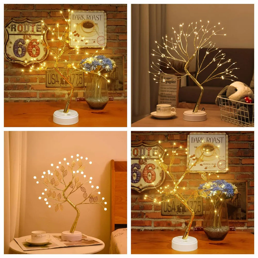 LED Night Lights Mini Christmas Tree Table Lamp Garland Fairy String Light Kid Gifts Home Indoor Room Decor Christmas Decoration