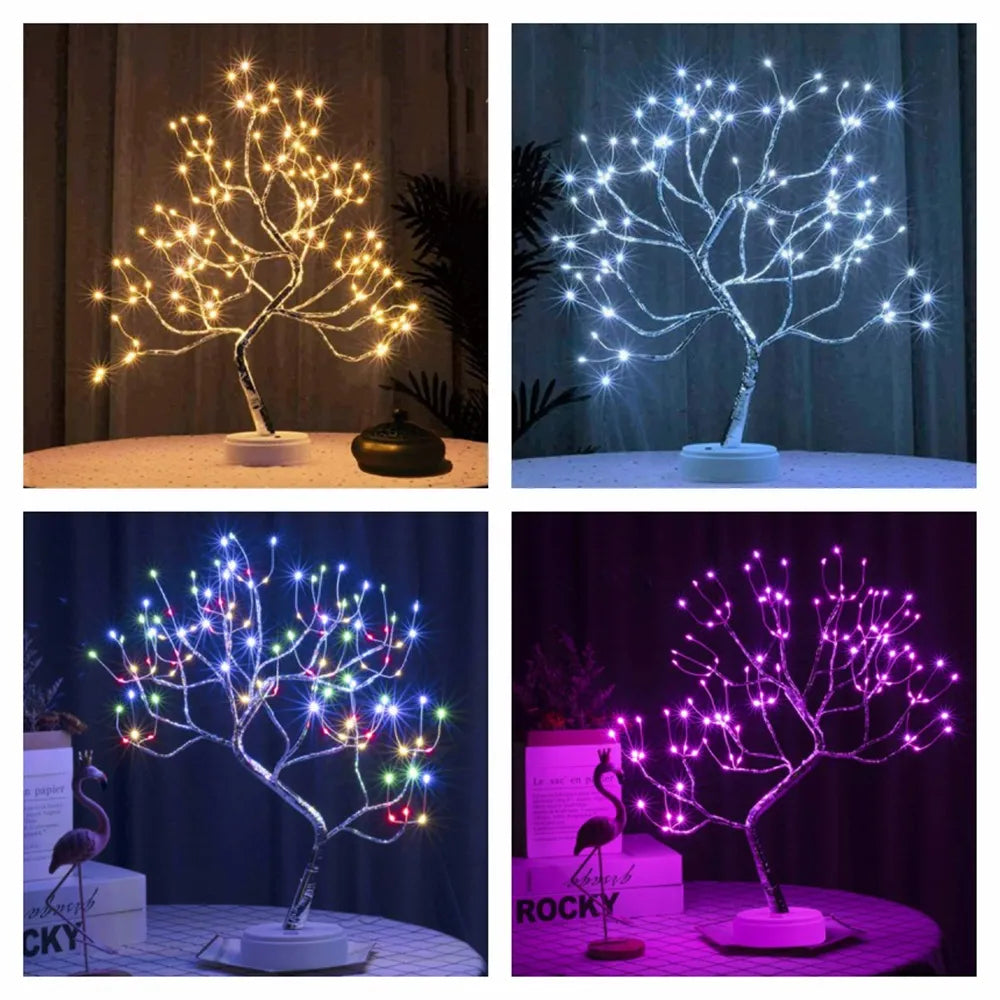 LED Night Lights Mini Christmas Tree Table Lamp Garland Fairy String Light Kid Gifts Home Indoor Room Decor Christmas Decoration