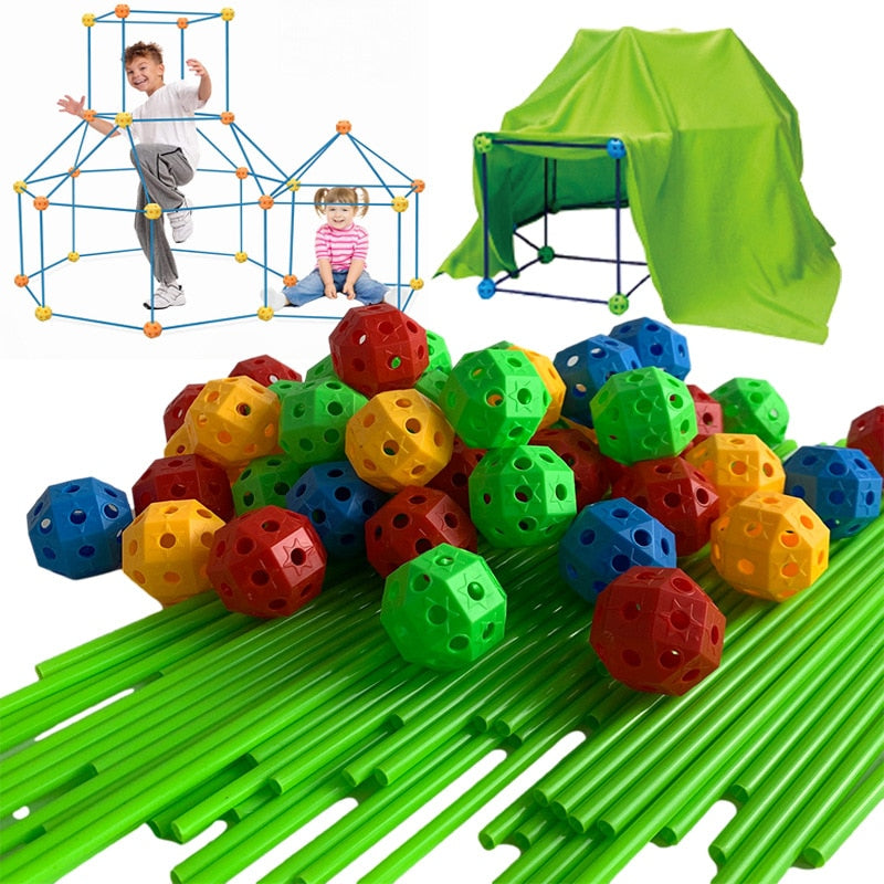 Kids Fort Building Kit 3D Playhouse Educational Learning Toys Children Gifts DIY Castles Tunnels Kids Building Block Toys