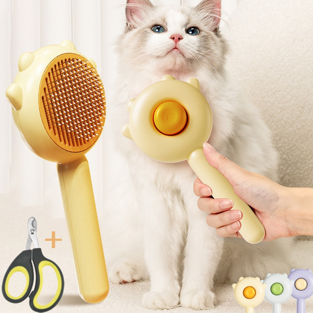 Pet Grooming Needle Brush - Magic Massage Comb Hair Remover with Pet Nail Clippers